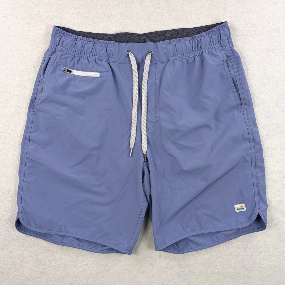 Vuori Mens Banks Shorts Gray Blue Recycled Stretch Athletic Board Shorts Large
